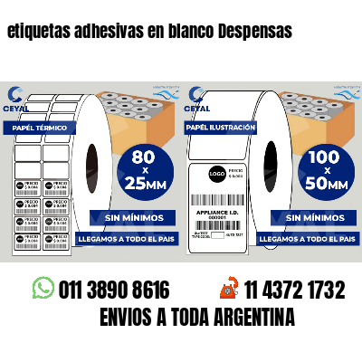 etiquetas adhesivas en blanco Despensas