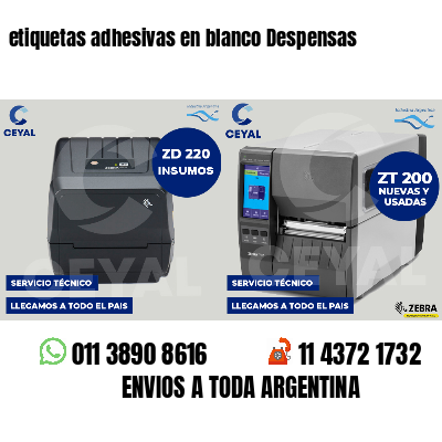etiquetas adhesivas en blanco Despensas