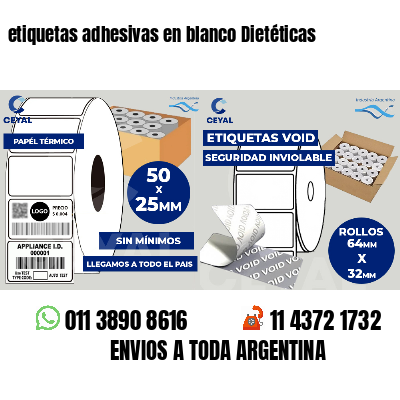 etiquetas adhesivas en blanco Dietéticas