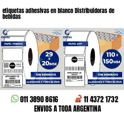 etiquetas adhesivas en blanco Distribuidoras de bebidas