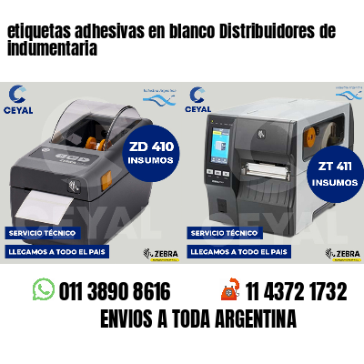 etiquetas adhesivas en blanco Distribuidores de indumentaria