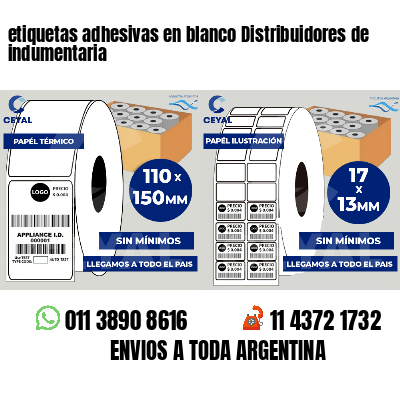 etiquetas adhesivas en blanco Distribuidores de indumentaria