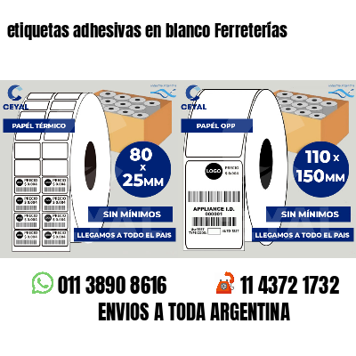 etiquetas adhesivas en blanco Ferreterías