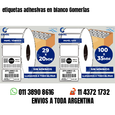 etiquetas adhesivas en blanco Gomerías