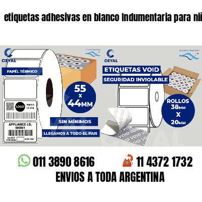 etiquetas adhesivas en blanco Indumentaria para niños