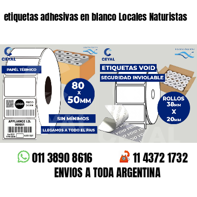etiquetas adhesivas en blanco Locales Naturistas