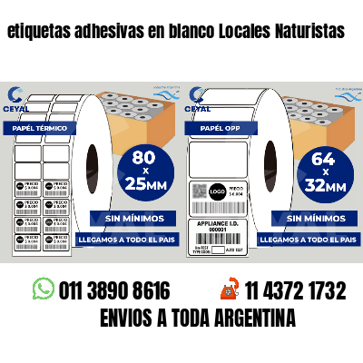 etiquetas adhesivas en blanco Locales Naturistas
