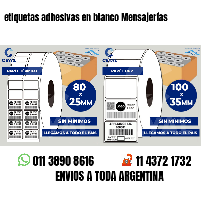 etiquetas adhesivas en blanco Mensajerías