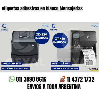 etiquetas adhesivas en blanco Mensajerías