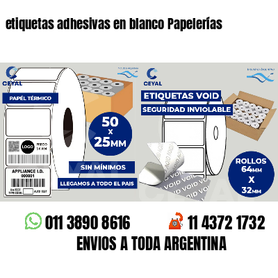 etiquetas adhesivas en blanco Papelerías