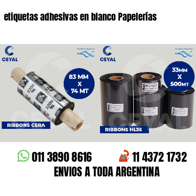 etiquetas adhesivas en blanco Papelerías