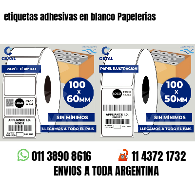 etiquetas adhesivas en blanco Papelerías
