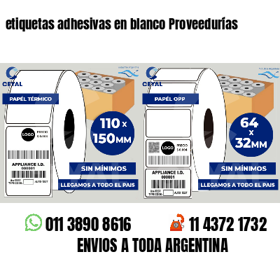 etiquetas adhesivas en blanco Proveedurías