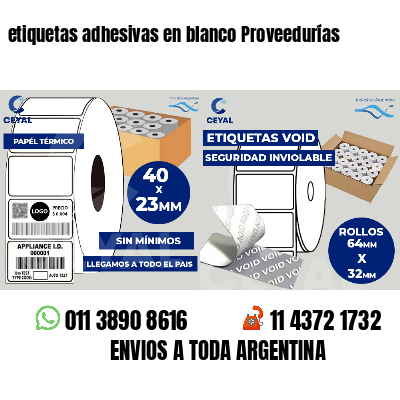 etiquetas adhesivas en blanco Proveedurías