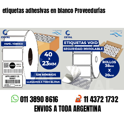 etiquetas adhesivas en blanco Proveedurías