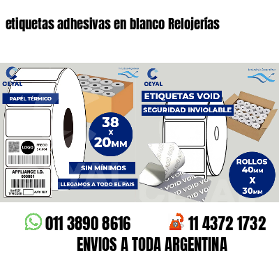 etiquetas adhesivas en blanco Relojerías