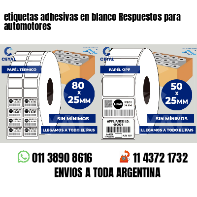 etiquetas adhesivas en blanco Respuestos para automotores