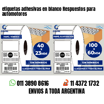 etiquetas adhesivas en blanco Respuestos para automotores