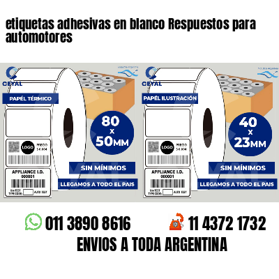 etiquetas adhesivas en blanco Respuestos para automotores