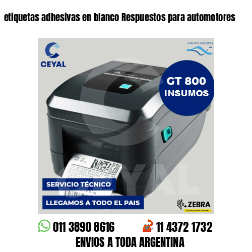 etiquetas adhesivas en blanco Respuestos para automotores