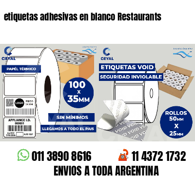 etiquetas adhesivas en blanco Restaurants