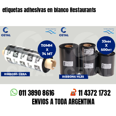 etiquetas adhesivas en blanco Restaurants
