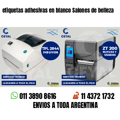 etiquetas adhesivas en blanco Salones de belleza