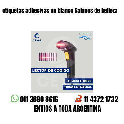etiquetas adhesivas en blanco Salones de belleza