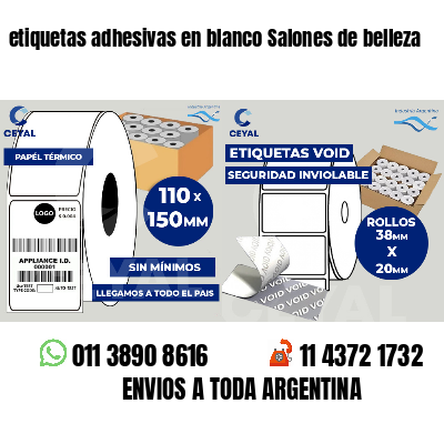 etiquetas adhesivas en blanco Salones de belleza