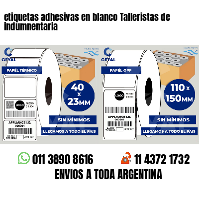 etiquetas adhesivas en blanco Talleristas de indumnentaria