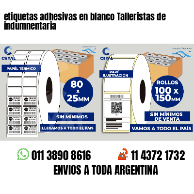 etiquetas adhesivas en blanco Talleristas de indumnentaria