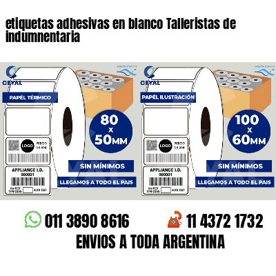 etiquetas adhesivas en blanco Talleristas de indumnentaria