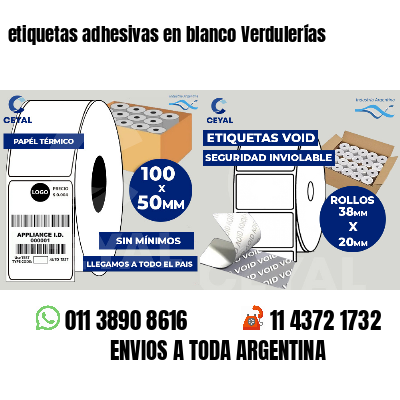 etiquetas adhesivas en blanco Verdulerías