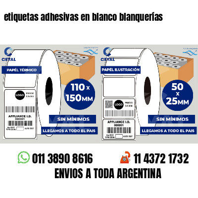 etiquetas adhesivas en blanco blanquerías