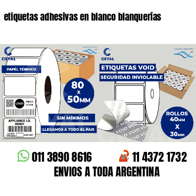 etiquetas adhesivas en blanco blanquerías