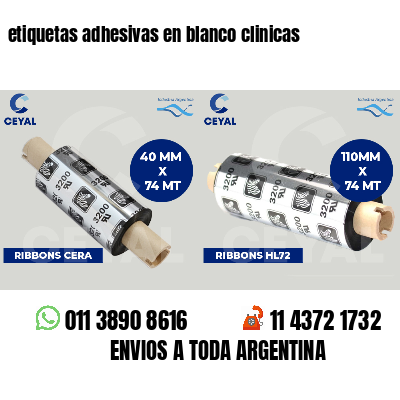 etiquetas adhesivas en blanco clinicas