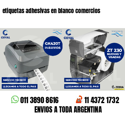 etiquetas adhesivas en blanco comercios