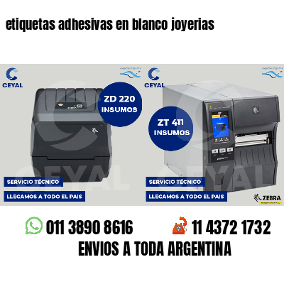etiquetas adhesivas en blanco joyerias
