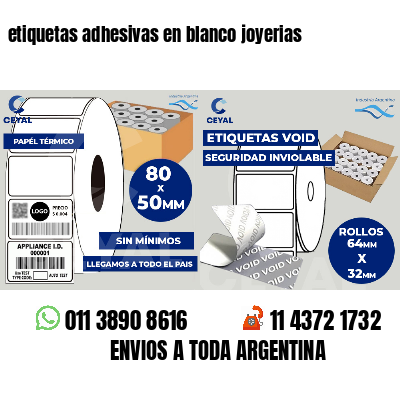 etiquetas adhesivas en blanco joyerias