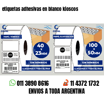 etiquetas adhesivas en blanco kioscos