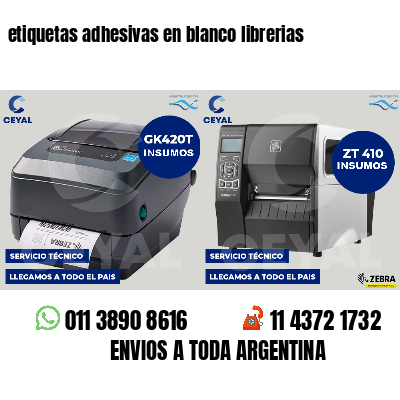 etiquetas adhesivas en blanco librerias