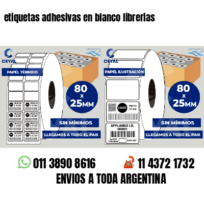 etiquetas adhesivas en blanco librerias