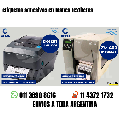 etiquetas adhesivas en blanco textileras