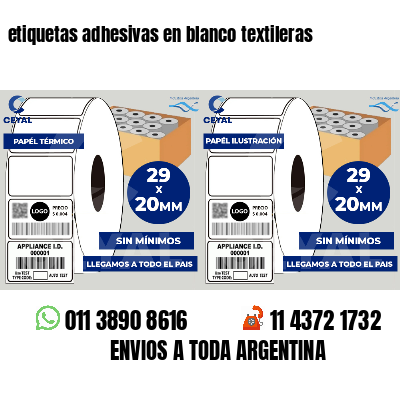 etiquetas adhesivas en blanco textileras