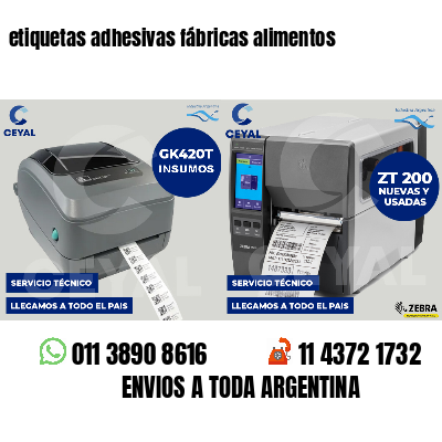 etiquetas adhesivas fábricas alimentos