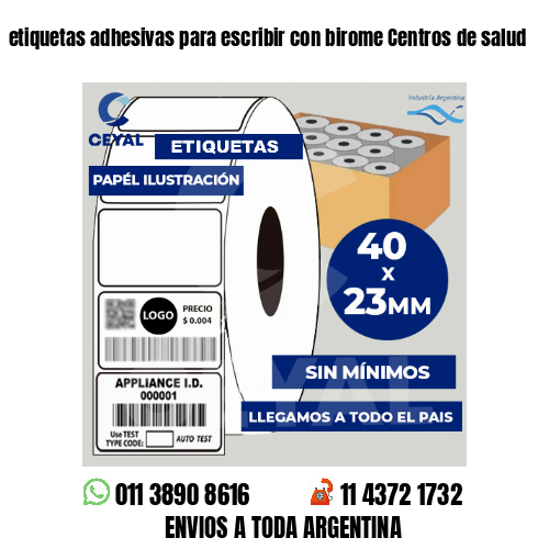 etiquetas adhesivas para escribir con birome Centros de salud