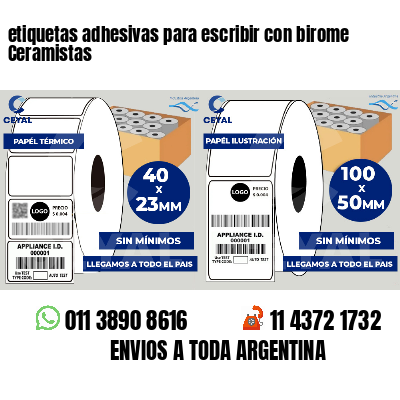 etiquetas adhesivas para escribir con birome Ceramistas