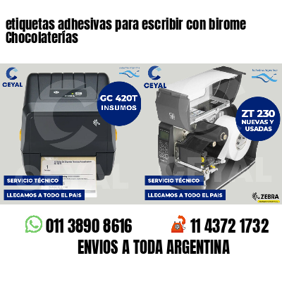 etiquetas adhesivas para escribir con birome Chocolaterías