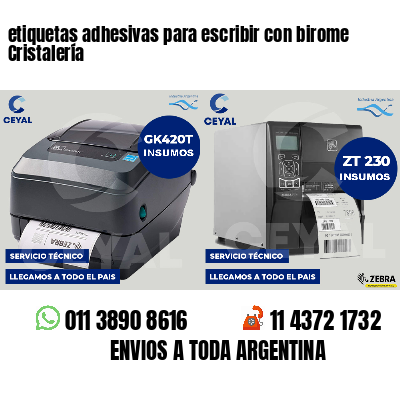 etiquetas adhesivas para escribir con birome Cristalería