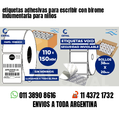 etiquetas adhesivas para escribir con birome Indumentaria para niños